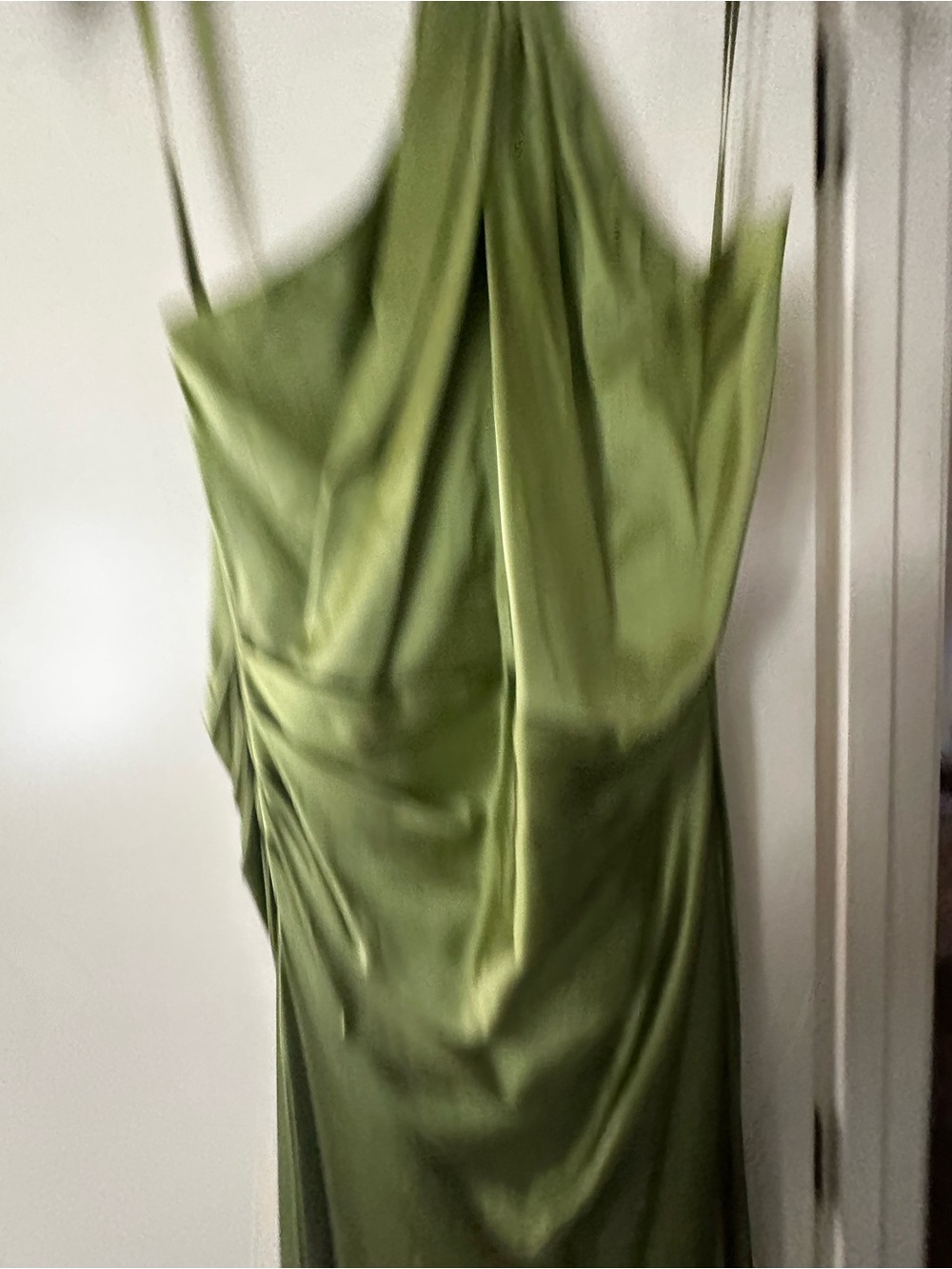 Veronica Beard Olive Satin Halter Slip Dress